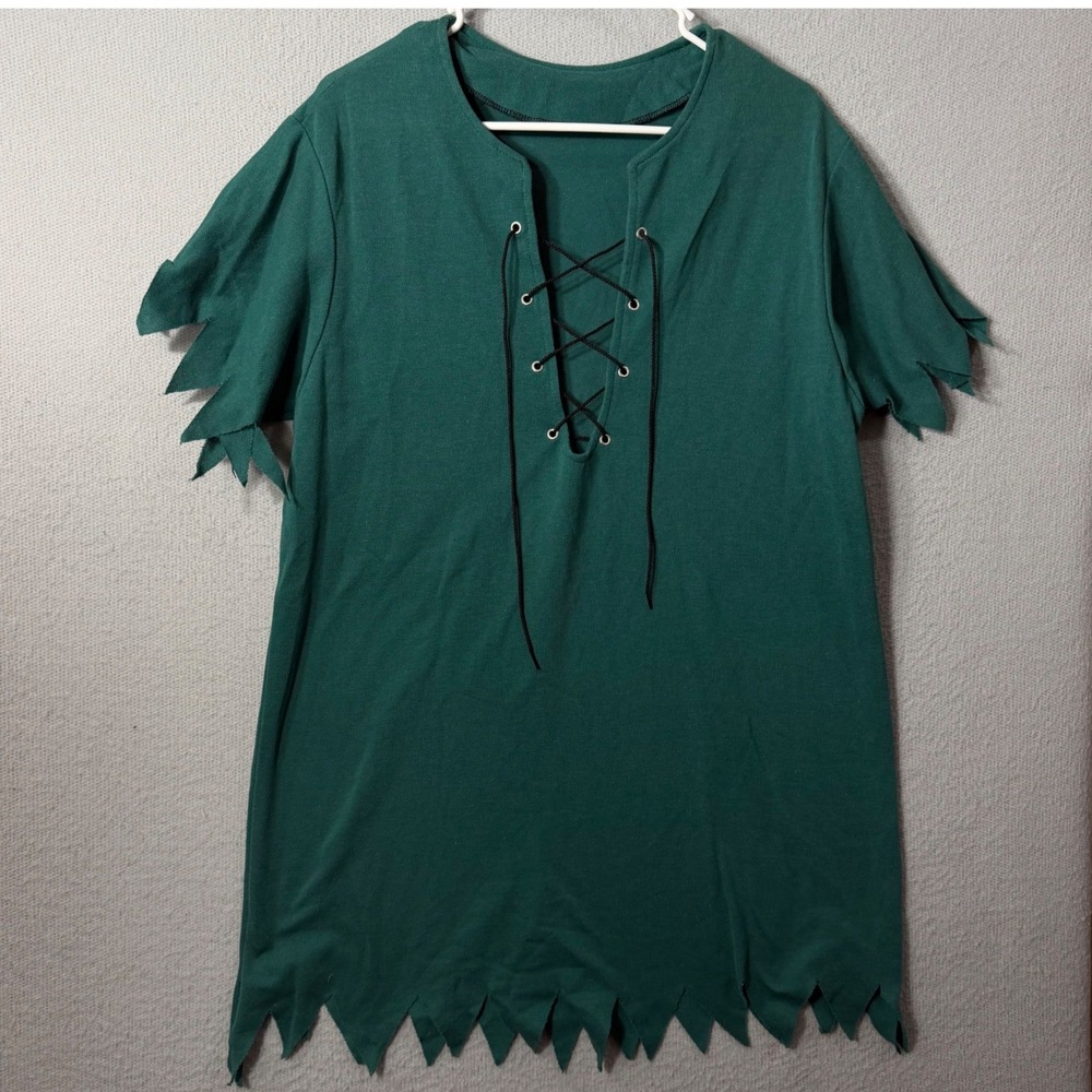 Vintage Handmade Green Lace Up Tunic Renaissance Costume Peter Pan Robin Hood L